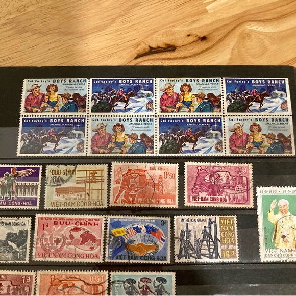 Vintage Stamp Collection Page Ephemera Vietnam, Charity Stamps - Picture 7 of 11